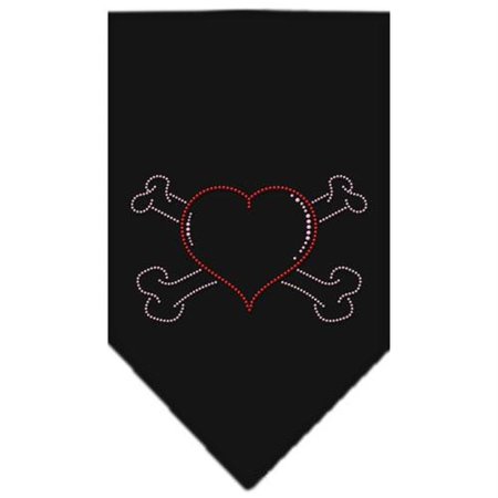UNCONDITIONAL LOVE Heart Crossbone Rhinestone Bandana Black Large UN802698